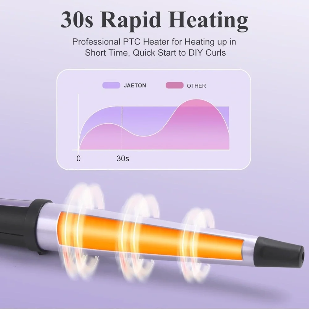 Hair Curling Wand Tapered Curling Iron Professional Ceramic Curler Dual Voltage